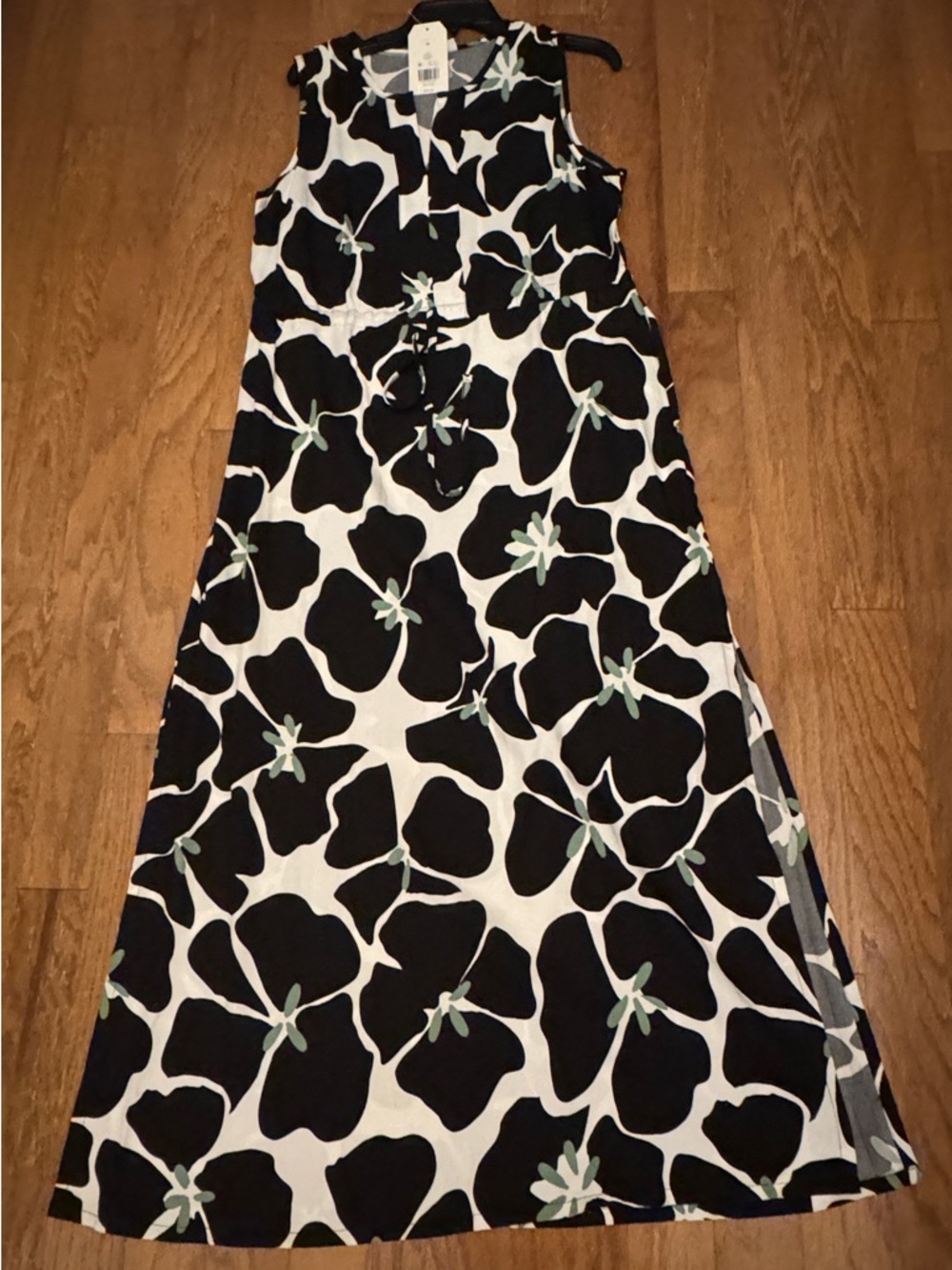 Sleeveless Black & White Floral Maxi Dress